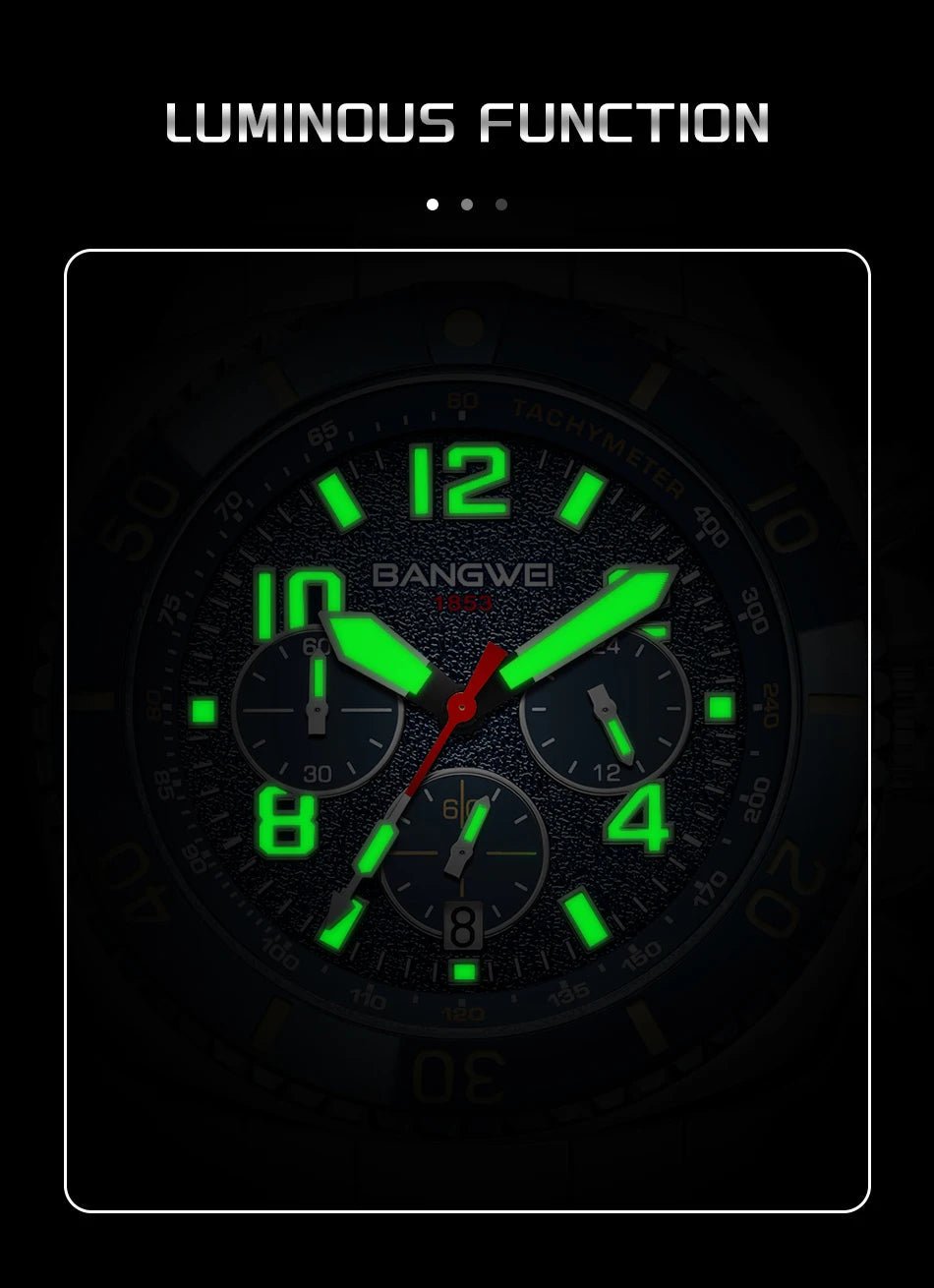 BANGWEI 2025 Luxury Watches Men Fashion Sports Quartz Wristwatches 30M Waterproof Luminous Chronograph Mens Watch Reloj Hombre - RELUX.STORE