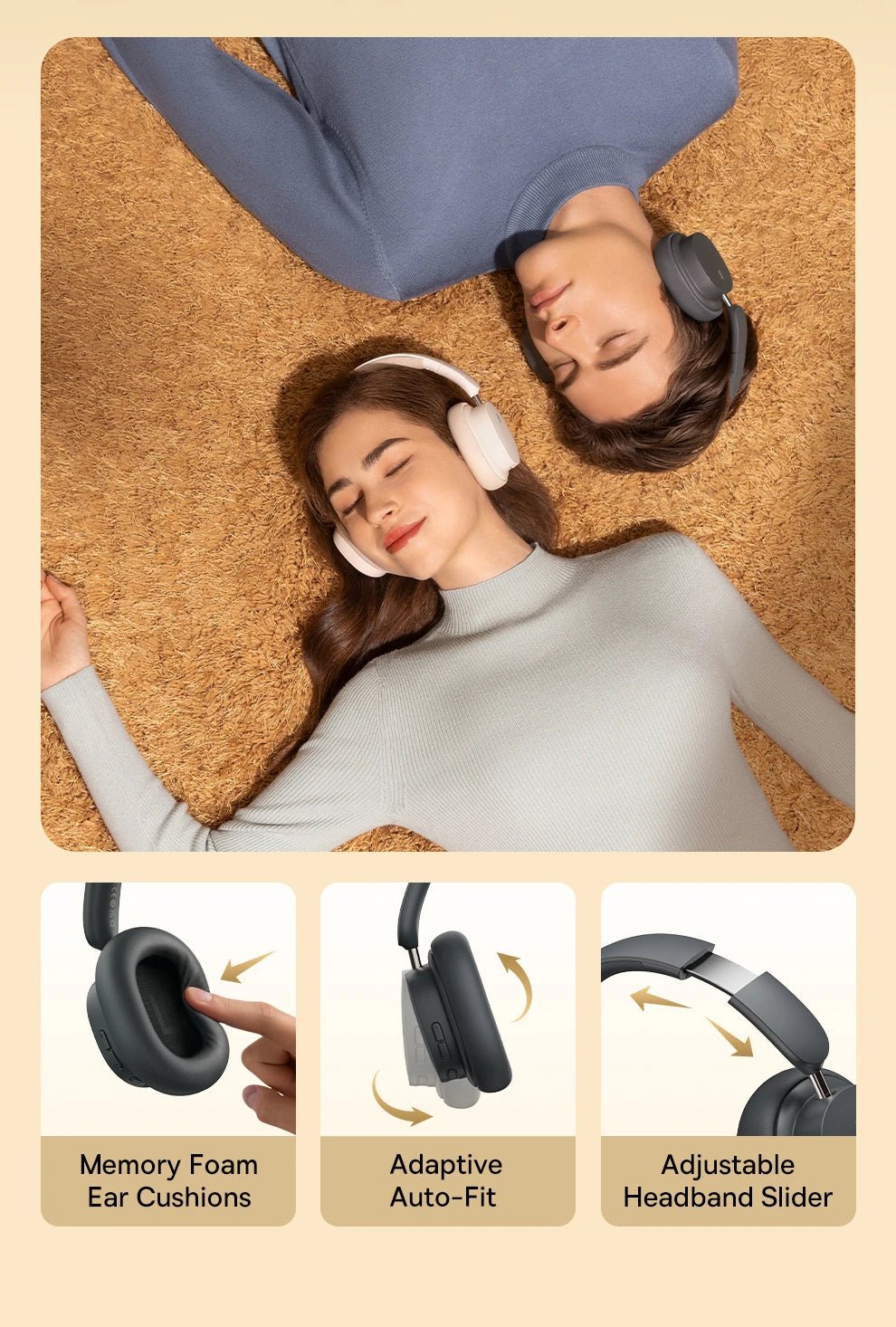 Baseus Bowie D05 Wireless Headphones – 3D Spatial Audio, Bluetooth 5.3, 40mm Drivers, Foldable Over - Ear Headset with 70H Playback - RELUX.STORE