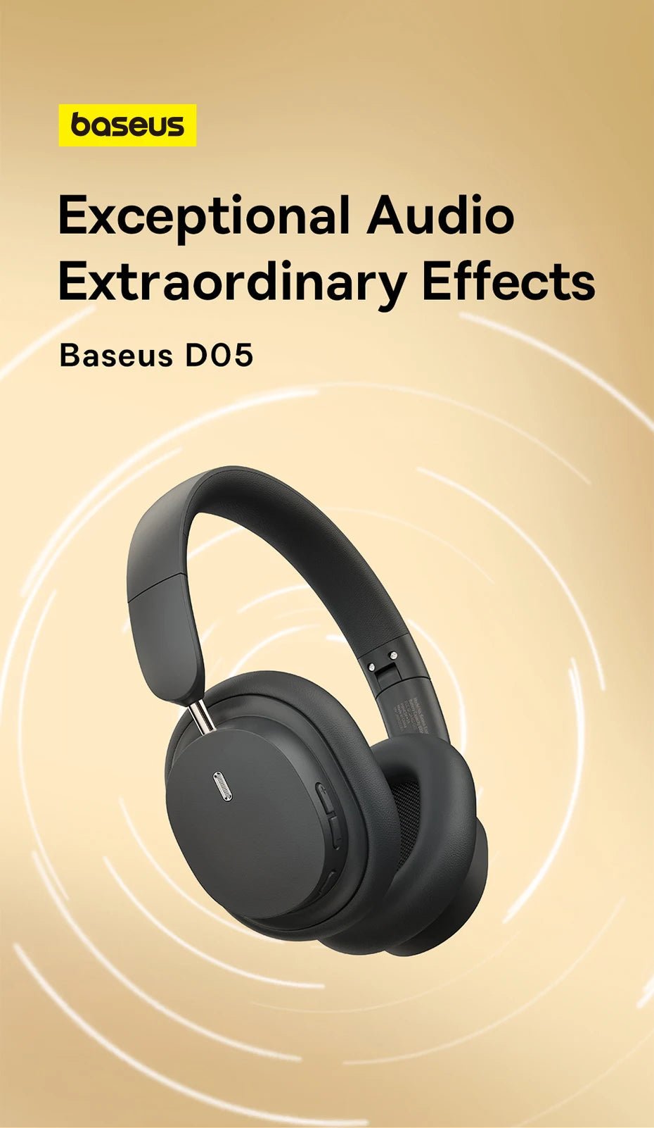 Baseus Bowie D05 Wireless Headphones – 3D Spatial Audio, Bluetooth 5.3, 40mm Drivers, Foldable Over - Ear Headset with 70H Playback - RELUX.STORE