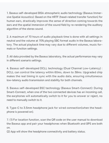 Baseus Bowie D05 Wireless Headphones – 3D Spatial Audio, Bluetooth 5.3, 40mm Drivers, Foldable Over - Ear Headset with 70H Playback - RELUX.STORE