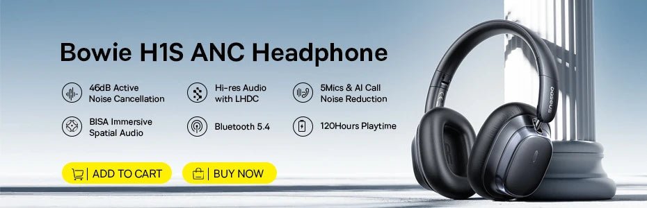 Baseus Bowie D05 Wireless Headphones – 3D Spatial Audio, Bluetooth 5.3, 40mm Drivers, Foldable Over - Ear Headset with 70H Playback - RELUX.STORE