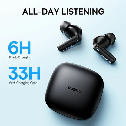 "Baseus Bowie E19 Wireless Earphones – Bluetooth 5.3, Big Bass 12mm Drivers, IPX5 Waterproof, 33H Battery Life Earbuds" - RELUX.STORE