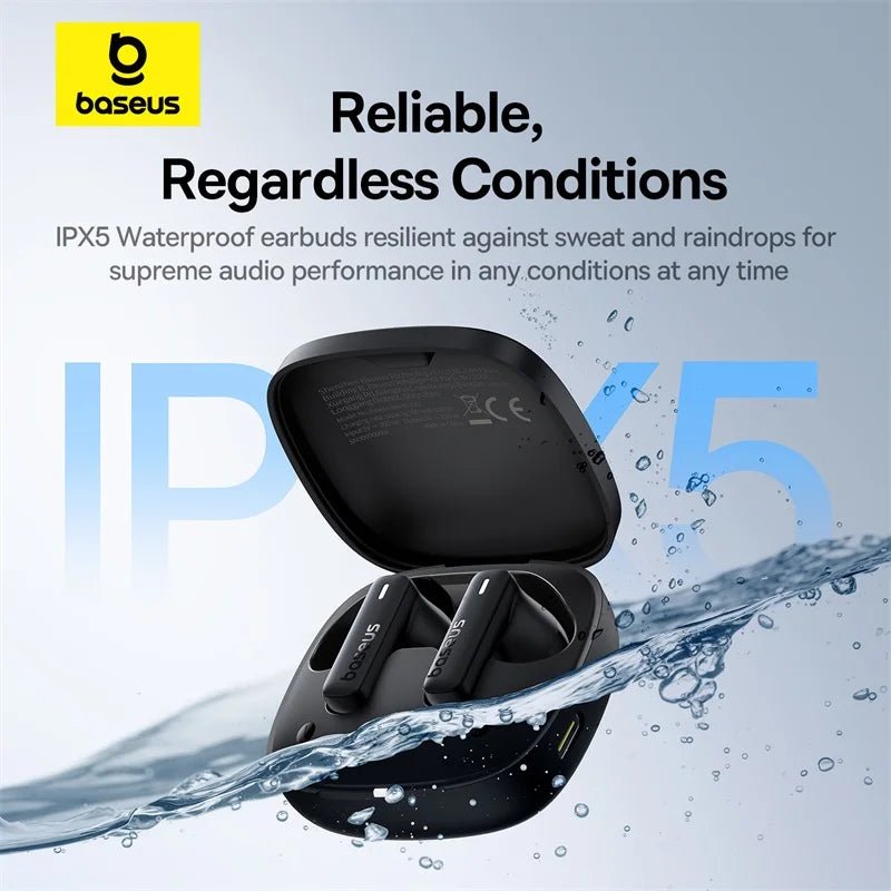"Baseus Bowie E19 Wireless Earphones – Bluetooth 5.3, Big Bass 12mm Drivers, IPX5 Waterproof, 33H Battery Life Earbuds" - RELUX.STORE