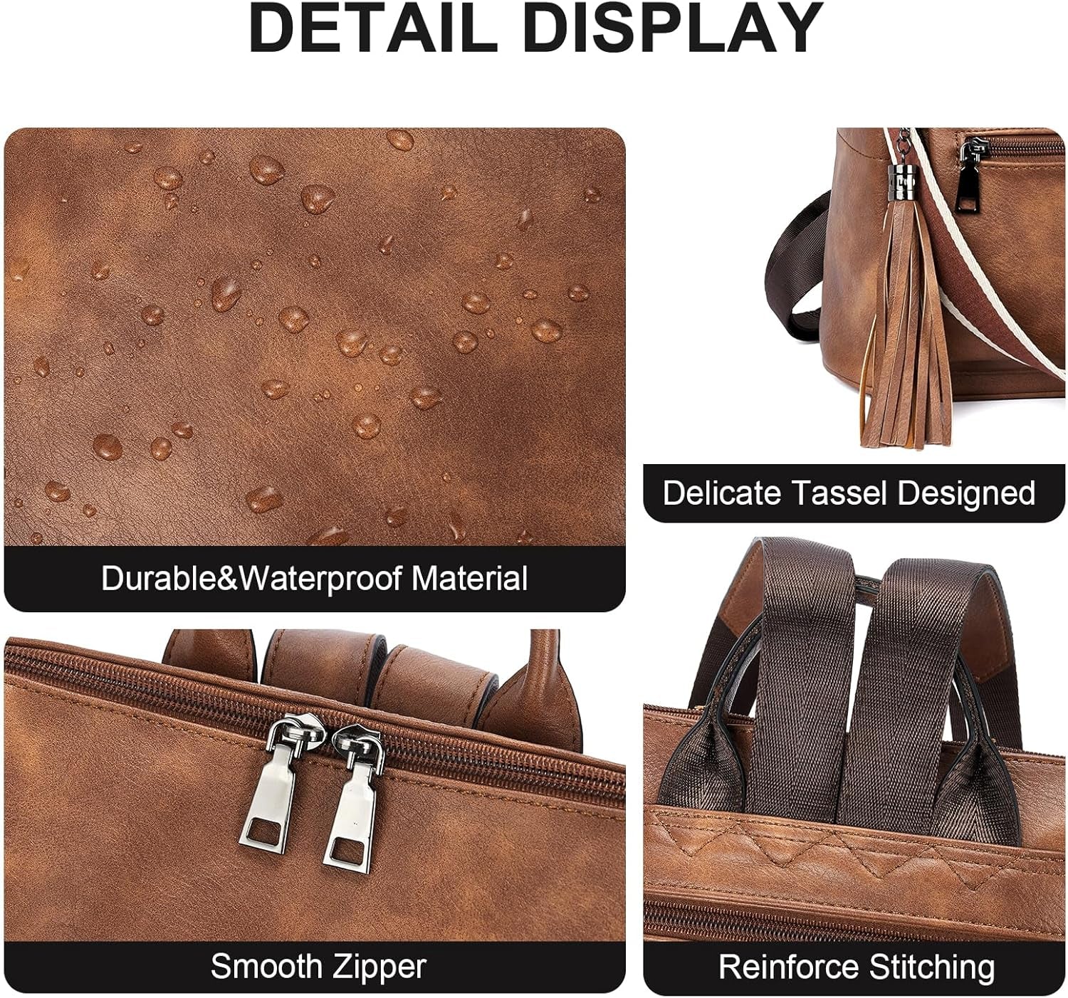 Womens Backpack Purse Vegan Leather Large Travel College Shoulder Bag with Tassel