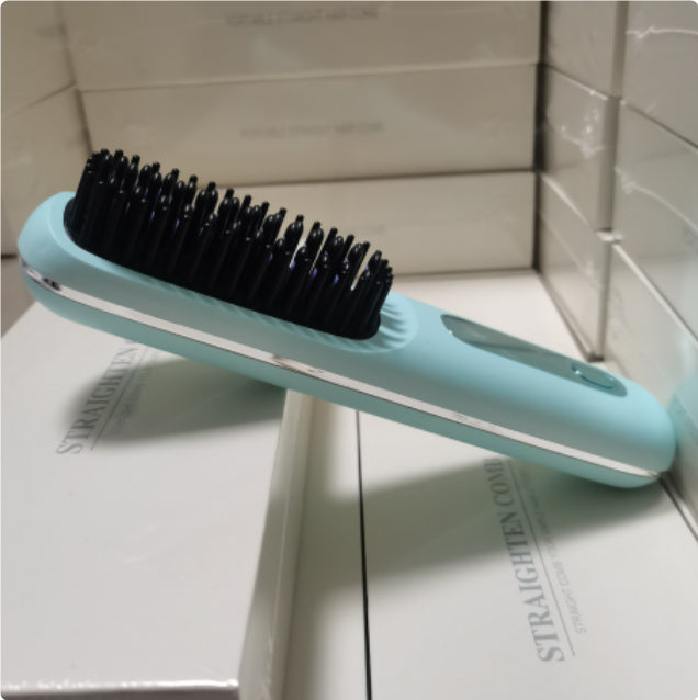 2 in 1 Straight Hair Comb Wireless Hair Straightener Brush Hair Fast Heating Portable Hot Curler USB Charging