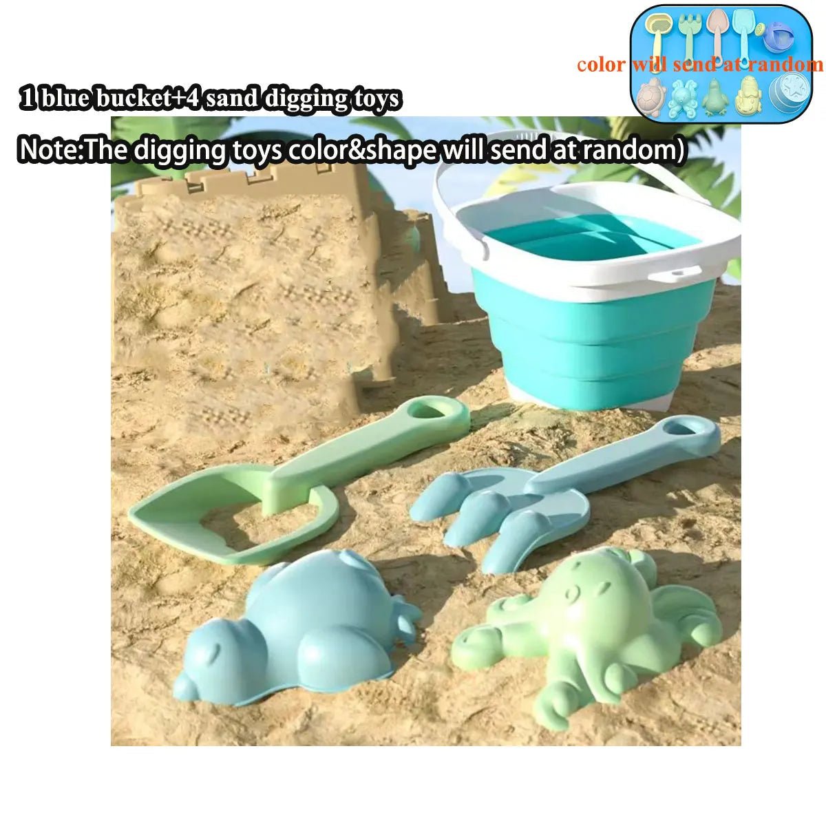 “Beach Sand Play Water Set – Folding Bucket & Sandbox Toys for Kids, Outdoor Summer Game Accessories (Color Random, 1/5/11 PCS)” - RELUX.STORE