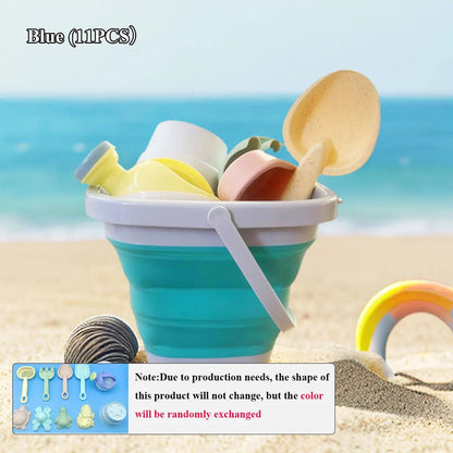 “Beach Sand Play Water Set – Folding Bucket & Sandbox Toys for Kids, Outdoor Summer Game Accessories (Color Random, 1/5/11 PCS)” - RELUX.STORE