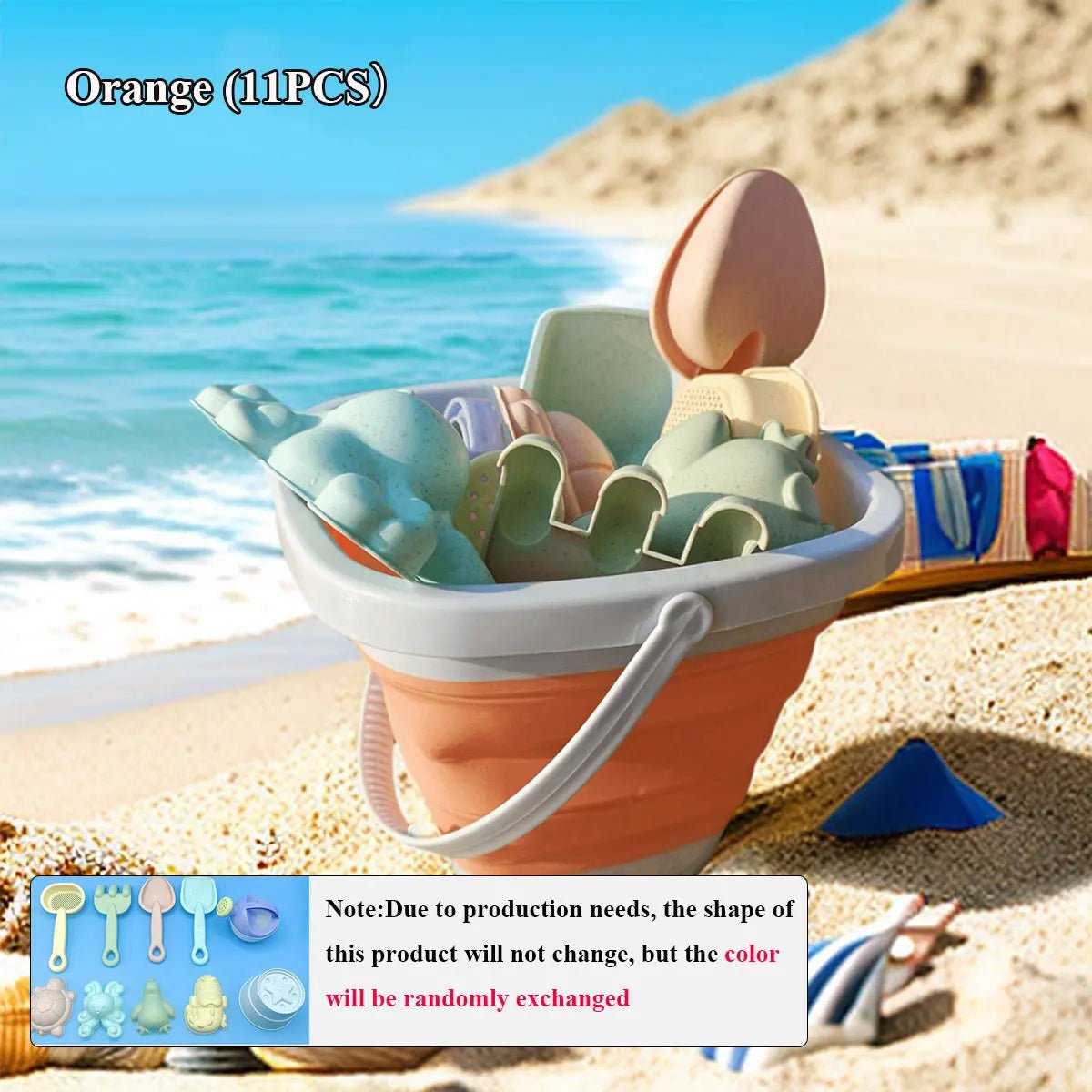 “Beach Sand Play Water Set – Folding Bucket & Sandbox Toys for Kids, Outdoor Summer Game Accessories (Color Random, 1/5/11 PCS)” - RELUX.STORE