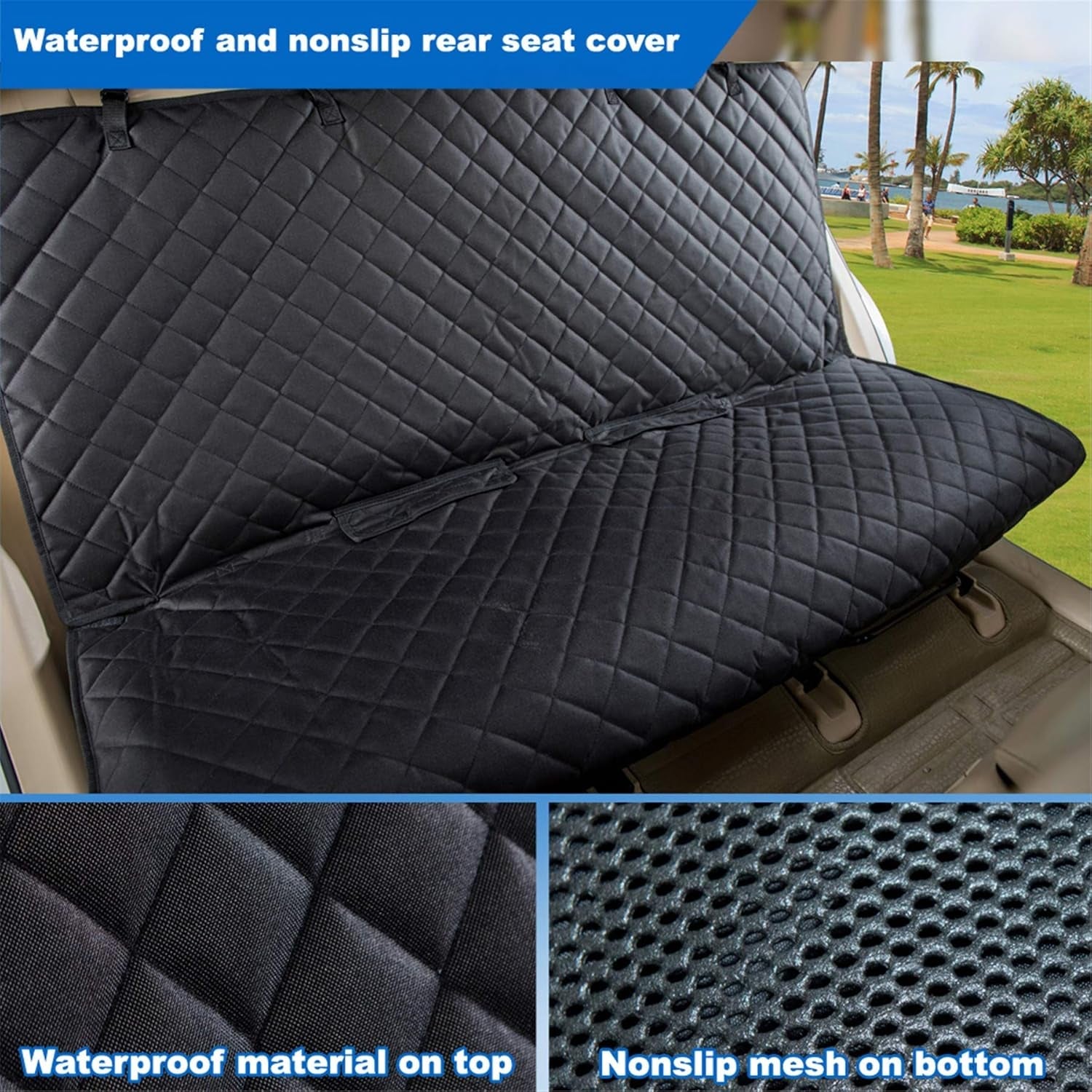 Bench Car Seat Cover Protector – Waterproof, Heavy - Duty, Nonslip Pet Car Seat Cover for Dogs, Universal Fit for Cars, Trucks & SUVs (Black) - RELUX.STORE