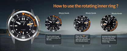 BERNY 20Bar Diver Men Mechanical Watch Miyota 8215 Super Luminous Sapphire Swiming Automatic Self Wind Silicone Men Wristwatch - RELUX.STORE