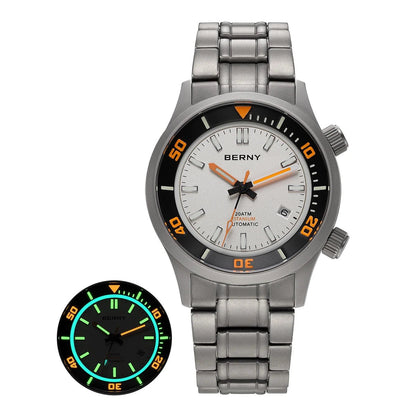 BERNY Automatic Full Titanium Diver Watch for Men Supper Luminous Sappire AR coated Miyota 8215 Compressor Mechanical Dive Watch - RELUX.STORE