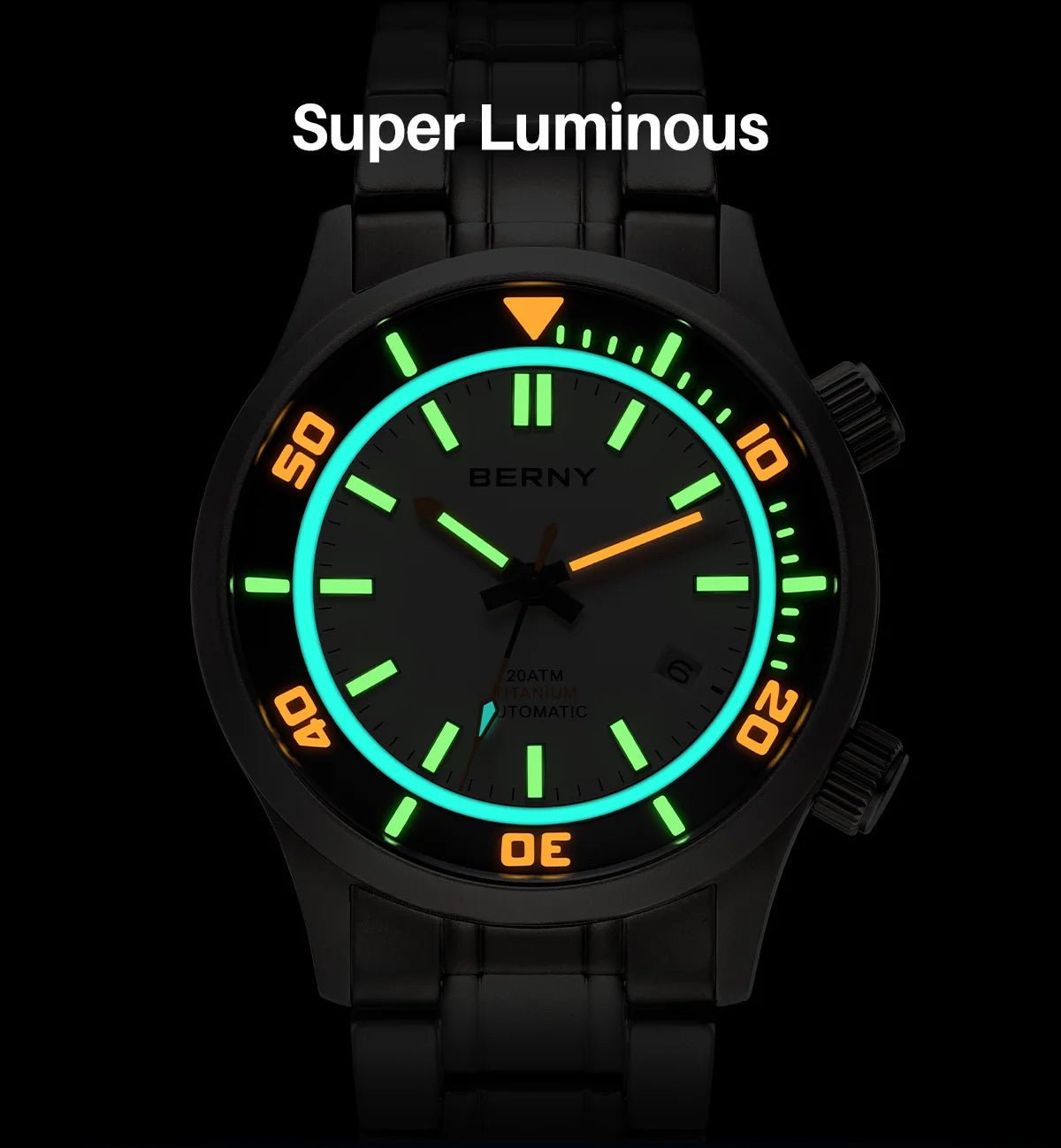 BERNY Automatic Full Titanium Diver Watch for Men Supper Luminous Sappire AR coated Miyota 8215 Compressor Mechanical Dive Watch - RELUX.STORE