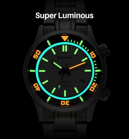 BERNY Automatic Full Titanium Diver Watch for Men Supper Luminous Sappire AR coated Miyota 8215 Compressor Mechanical Dive Watch - RELUX.STORE