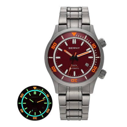 BERNY Automatic Full Titanium Diver Watch for Men Supper Luminous Sappire AR coated Miyota 8215 Compressor Mechanical Dive Watch - RELUX.STORE