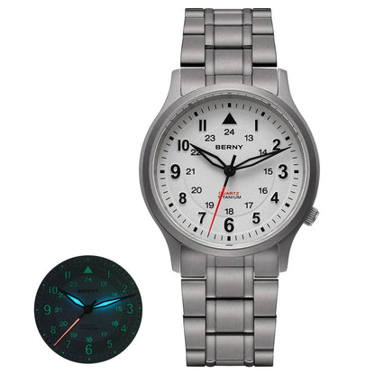 BERNY Titanium Watches for Men Classic Mens Field Pilot Watch Easy Read Outdoor Quartz Wristwatch Super Luminous Sapphire 5ATM - RELUX.STORE