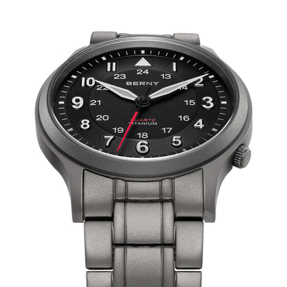 BERNY Titanium Watches for Men Classic Mens Field Pilot Watch Easy Read Outdoor Quartz Wristwatch Super Luminous Sapphire 5ATM - RELUX.STORE