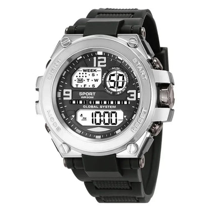 Black Sports Watch for Kids Students Men's Multifunction LED Digital Watch Waterproof Luminous Alarm Clock Electronic Watches - RELUX.STORE