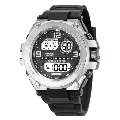 Black Sports Watch for Kids Students Men's Multifunction LED Digital Watch Waterproof Luminous Alarm Clock Electronic Watches - RELUX.STORE