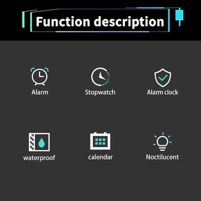 Black Sports Watch for Kids Students Men's Multifunction LED Digital Watch Waterproof Luminous Alarm Clock Electronic Watches - RELUX.STORE