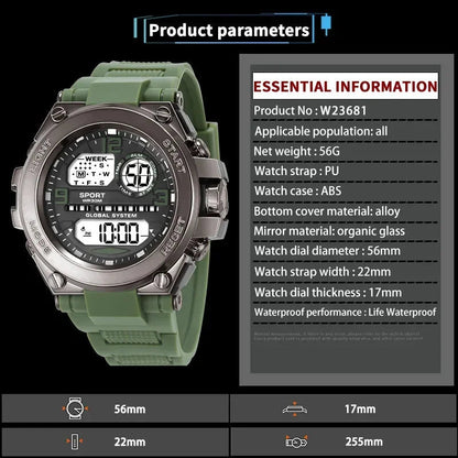 Black Sports Watch for Kids Students Men's Multifunction LED Digital Watch Waterproof Luminous Alarm Clock Electronic Watches - RELUX.STORE