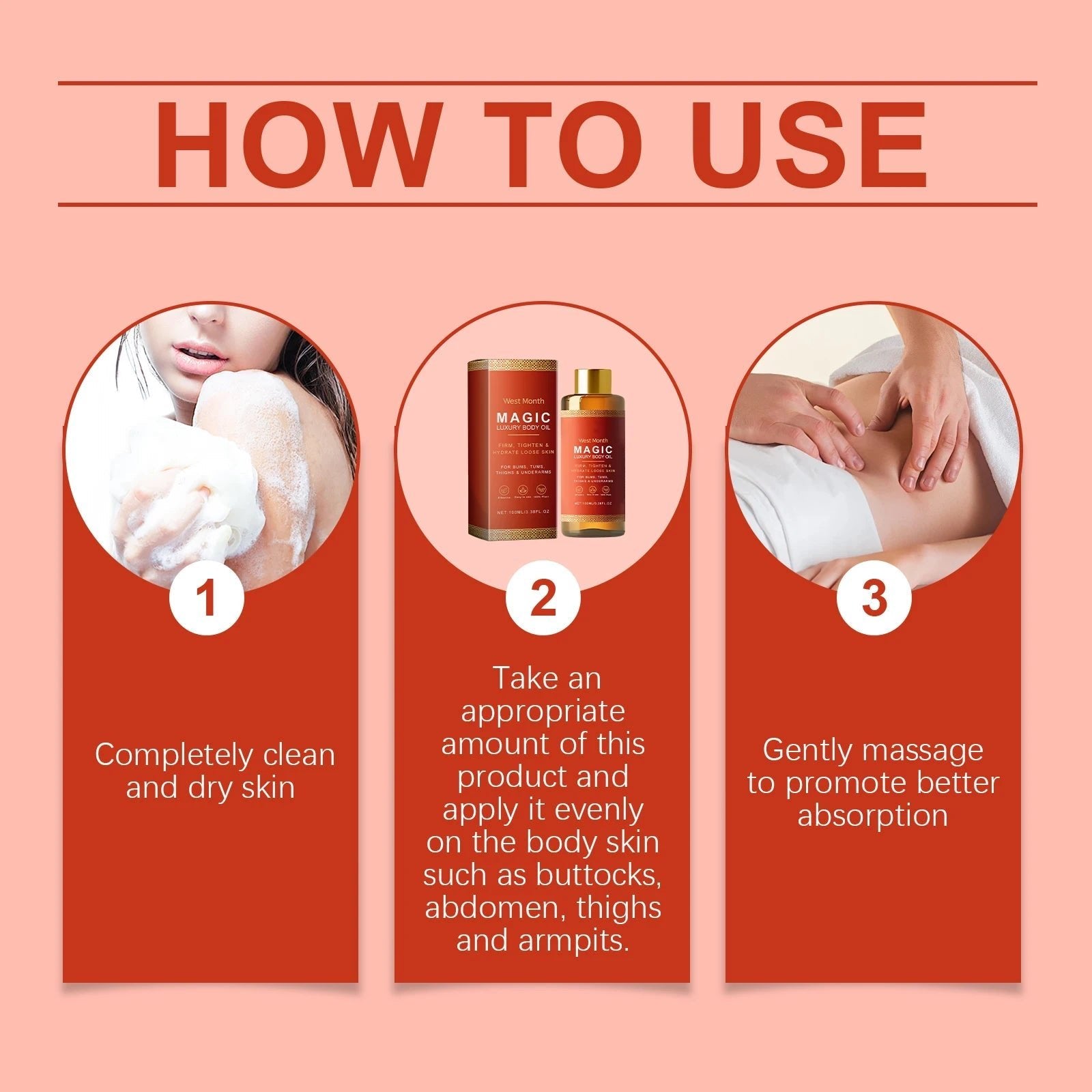 Body Firming Oil Deep Moisturizing Dry Skin Improve Sagging Skin Tightening Chest Thighs Nourishing Magic Luxury Body Care 100ml - RELUX.STORE
