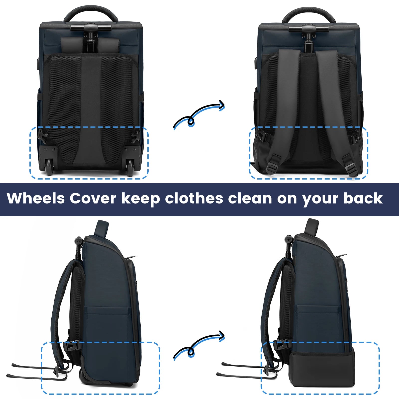 Business Rolling Backpack with Wheels Cabin Carry on Bag Waterproof Business Travel Laptop Bags Carry on Luggage bags 18 Inch - RELUX.STOREBusiness Rolling Backpack with Wheels Cabin Carry on Bag Waterproof Business Travel Laptop Bags Carry on Luggage bags 18 Inch
