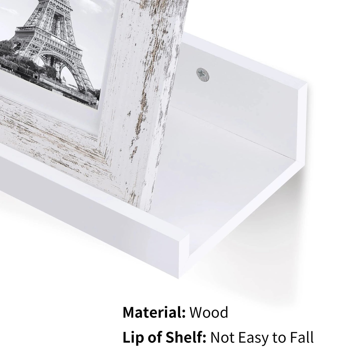 Floating Shelves,  Home Wood Shelf Wall Mounted, Set of 5, Multiple Sizes, White