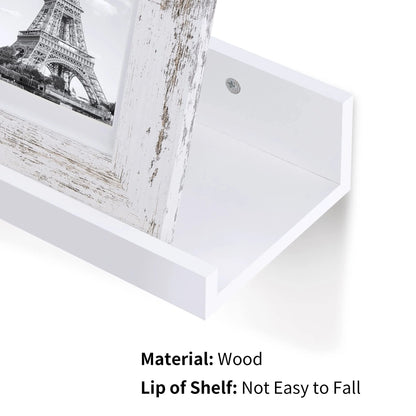 Floating Shelves,  Home Wood Shelf Wall Mounted, Set of 5, Multiple Sizes, White