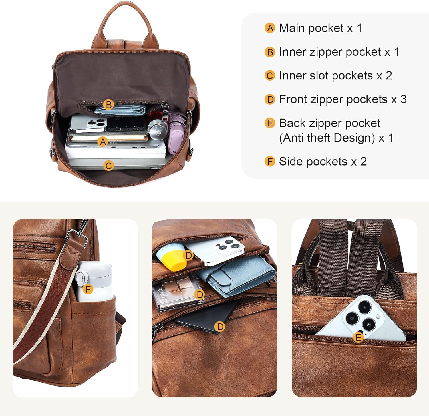 Womens Backpack Purse Vegan Leather Large Travel College Shoulder Bag with Tassel