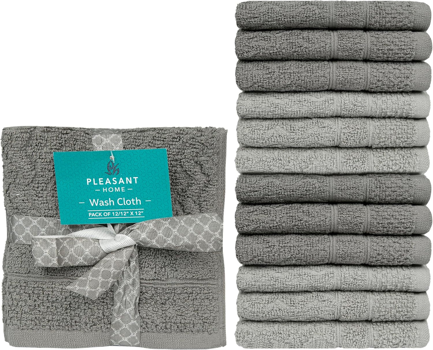 Diamond Wash Cloths Set - 12 Pack (12” X 12”) – 509 GSM - 100% Ring Spun Cotton Wash Cloth - Super Soft and Highly Absorbent Face Towels (Blush, White & Tan)