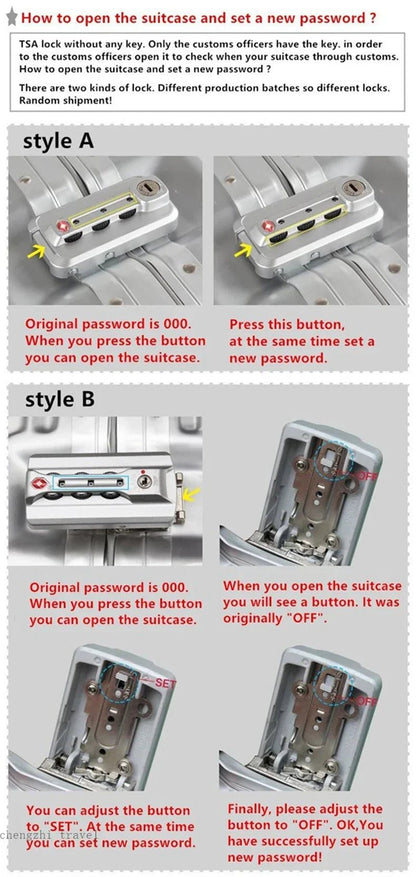 Carrylove 20"26"30 Inch Big Aluminum Trolley Suitcase Trunk Metallic Large Rolling Luggage Bag On Wheels - RELUX.STORECarrylove 20"26"30 Inch Big Aluminum Trolley Suitcase Trunk Metallic Large Rolling Luggage Bag On Wheels