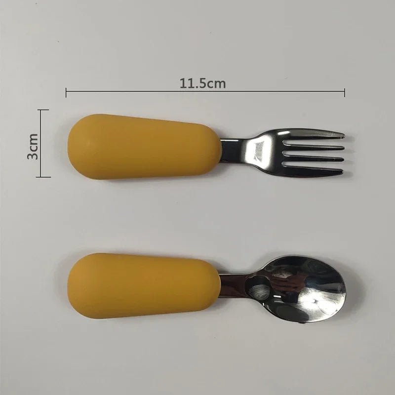 Baby Gadgets Tableware Set Children Utensil Stainless Steel Toddler Dinnerware Cutlery Cartoon Infant Food Feeding Spoon Fork RELUX.STORE