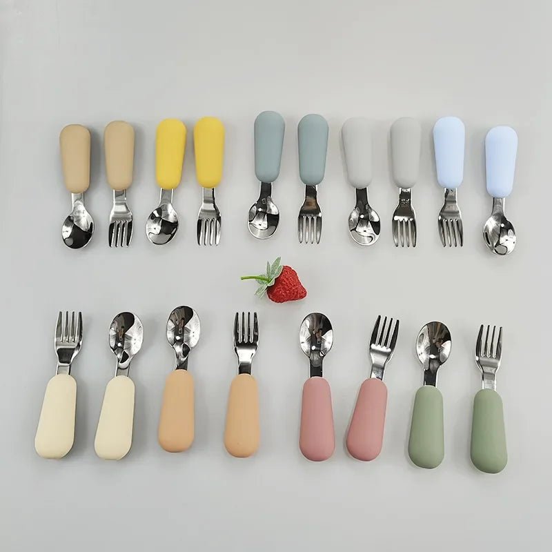 Baby Gadgets Tableware Set Children Utensil Stainless Steel Toddler Dinnerware Cutlery Cartoon Infant Food Feeding Spoon Fork RELUX.STORE