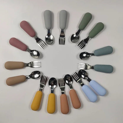 Baby Gadgets Tableware Set Children Utensil Stainless Steel Toddler Dinnerware Cutlery Cartoon Infant Food Feeding Spoon Fork RELUX.STORE