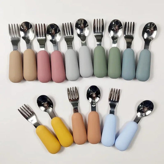 Baby Gadgets Tableware Set Children Utensil Stainless Steel Toddler Dinnerware Cutlery Cartoon Infant Food Feeding Spoon Fork RELUX.STORE