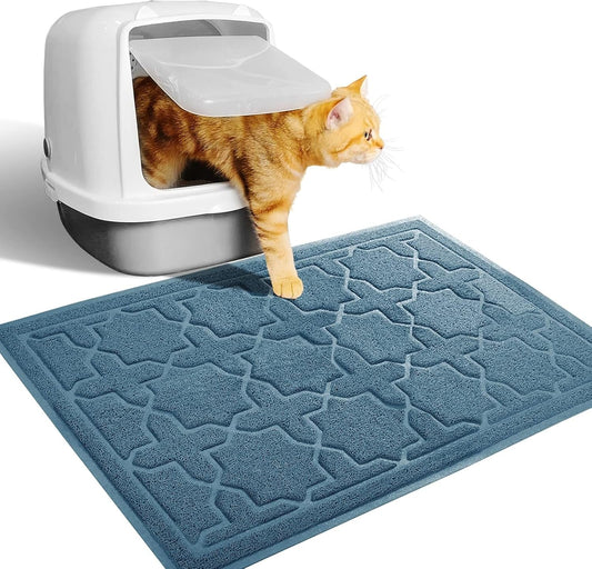 Cat Litter Mat – 35.4" x 23.6" Litter Box Mat with Litter Lock Mesh, Soft, Non - Slip, Water - Resistant, Easy to Clean – Keep Floors Litter - Free (Dark Grey) - RELUX.STORE