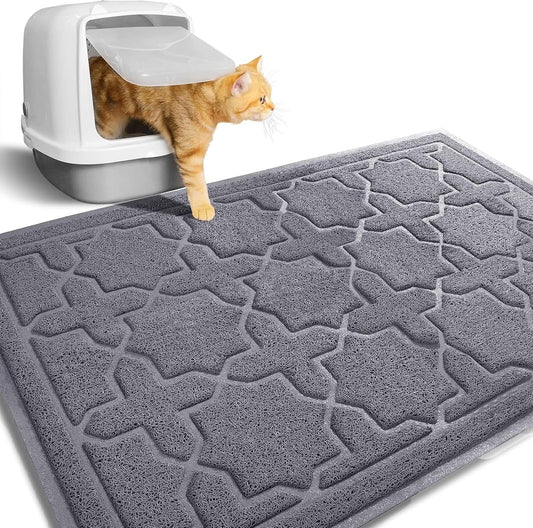 Cat Litter Mat – 35.4" x 23.6" Litter Box Mat with Litter Lock Mesh, Soft, Non - Slip, Water - Resistant, Easy to Clean – Keep Floors Litter - Free (Dark Grey) - RELUX.STORE