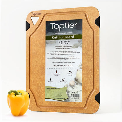 Wood Fiber Cutting Board for Kitchen - Non-Slip, Reversible, Eco-Friendly, Small 11.5 X 9.25-Inch Chopping Board, Natural Slate