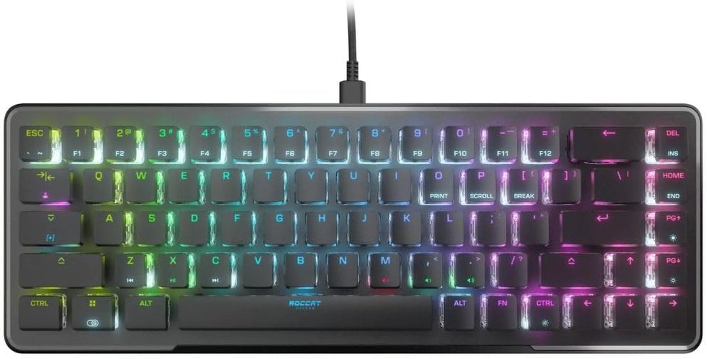 Vulcan TKL Mechanical PC Tactile Gaming Keyboard, Compact, Tenkeyless, Titan Switch Optical, RGB AIMO Lighting, Anodized Aluminum Top Plate, Detachable USB-C Cable, Low Profile Design, Black