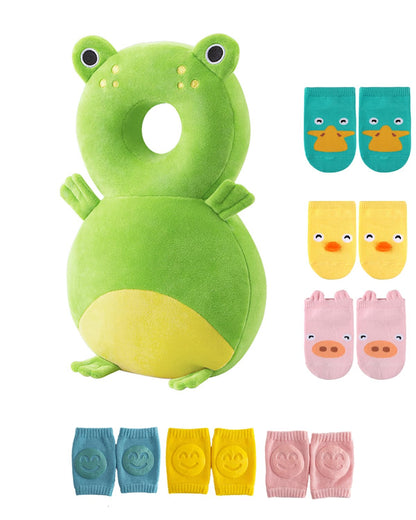 Toddler Baby Head Protector Backpack for Toddler Walker with Knee Pads&Anti-Slip Socks, Elephant