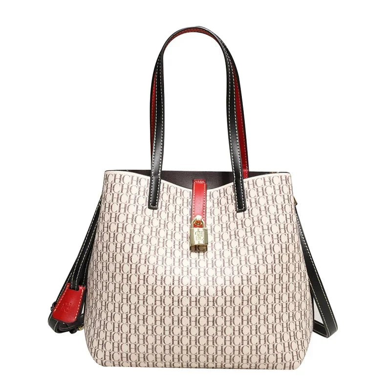 CH Premium Versatile Leather Crossbody Bag Ladies Large Capacity Daily Commuter Tote Bag Letter Print Design Ladies Fashion - RELUX.STORE