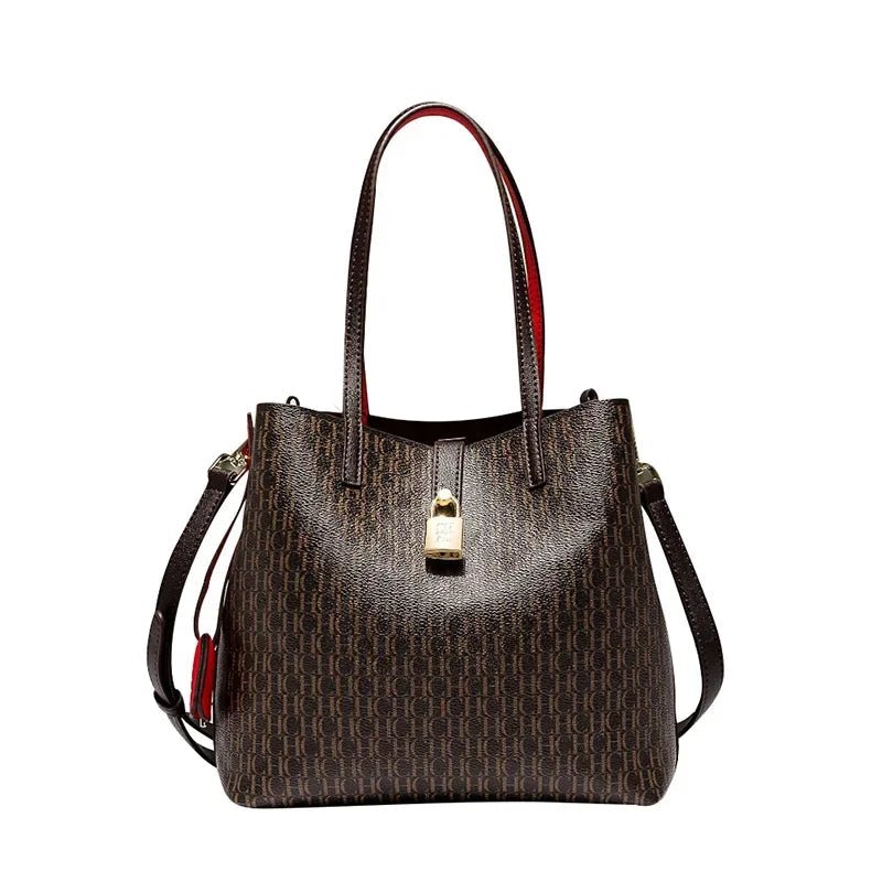 CH Premium Versatile Leather Crossbody Bag Ladies Large Capacity Daily Commuter Tote Bag Letter Print Design Ladies Fashion - RELUX.STORE