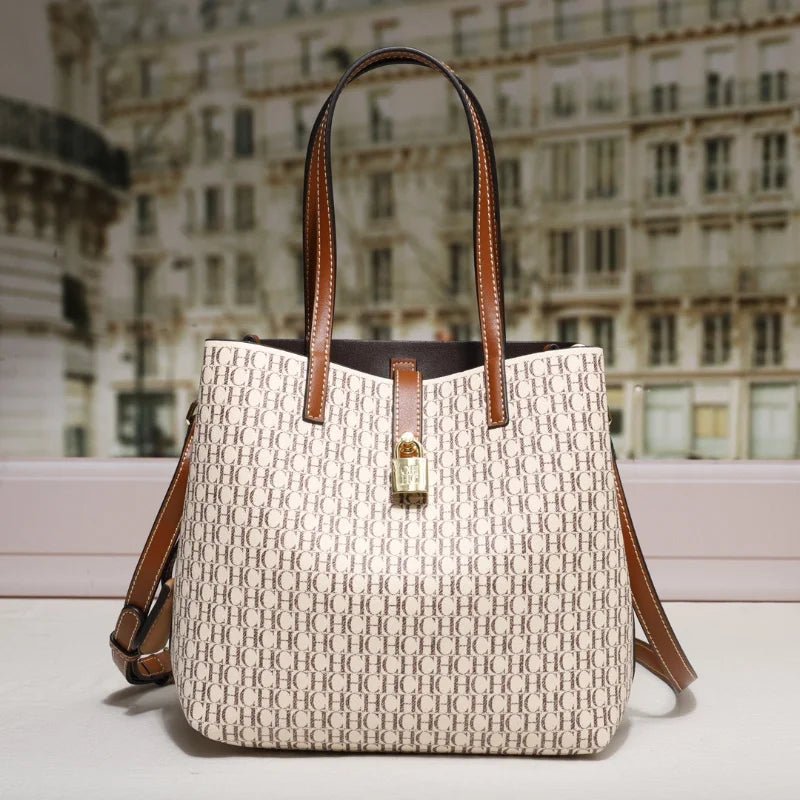 CH Premium Versatile Leather Crossbody Bag Ladies Large Capacity Daily Commuter Tote Bag Letter Print Design Ladies Fashion - RELUX.STORE
