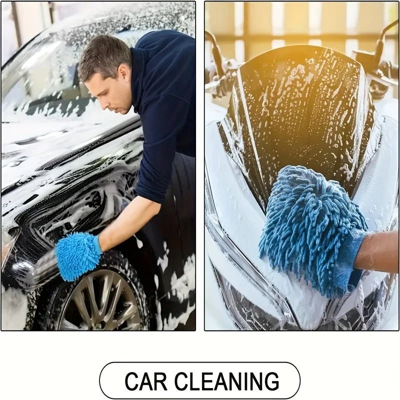 "Chenille Plush Car Cleaning Gloves – Thickened Double - Sided Ultrafine Fiber Gloves for Car Washing & Detailing" - RELUX.STORE