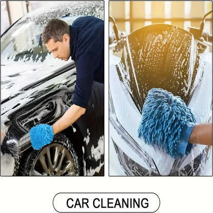 "Chenille Plush Car Cleaning Gloves – Thickened Double - Sided Ultrafine Fiber Gloves for Car Washing & Detailing" - RELUX.STORE