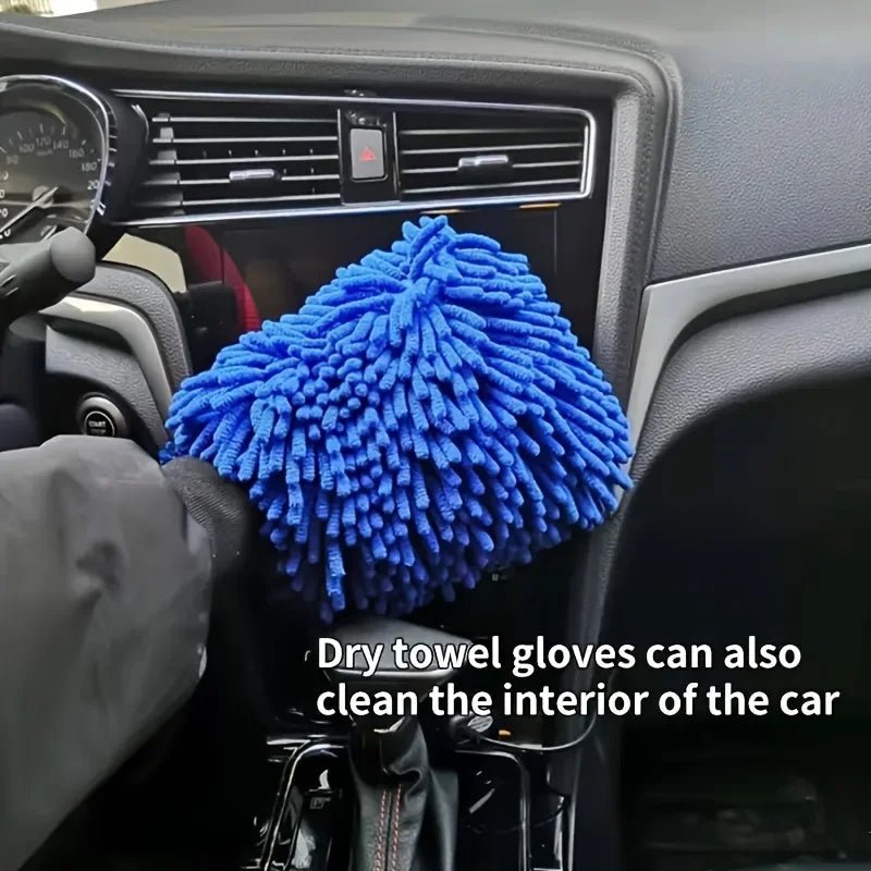 "Chenille Plush Car Cleaning Gloves – Thickened Double - Sided Ultrafine Fiber Gloves for Car Washing & Detailing" - RELUX.STORE