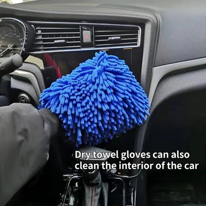"Chenille Plush Car Cleaning Gloves – Thickened Double - Sided Ultrafine Fiber Gloves for Car Washing & Detailing" - RELUX.STORE