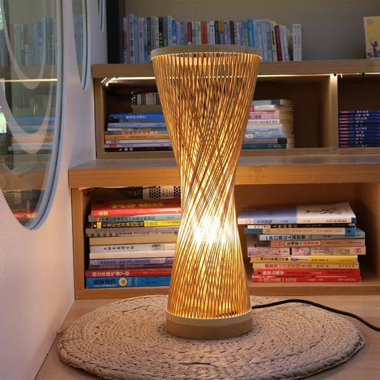 Chinese Bamboo Art Bamboo Weaving Zen Bamboo Lamp Living Room Tatami Lamp, Housewarming Gift - RELUX.STORE