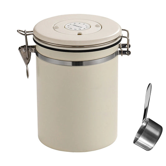 Coffee Beans Vacuum Sealed Jug,Stainless Steel Food Airtight Container for Kitchenware,Portable Grain Storage Can for Kitchen - RELUX.STORE
