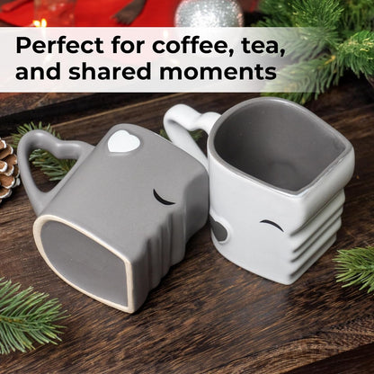 Coffee Mugs Kissing Mugs Set – Ceramic Mug Pair with Gift Box | Romantic Gray Coffee Cup Set for Couples - RELUX.STORE